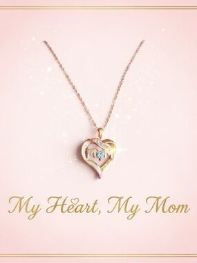 Gold Heart 'MOM' Pendant Necklace - Rose Gold Tone